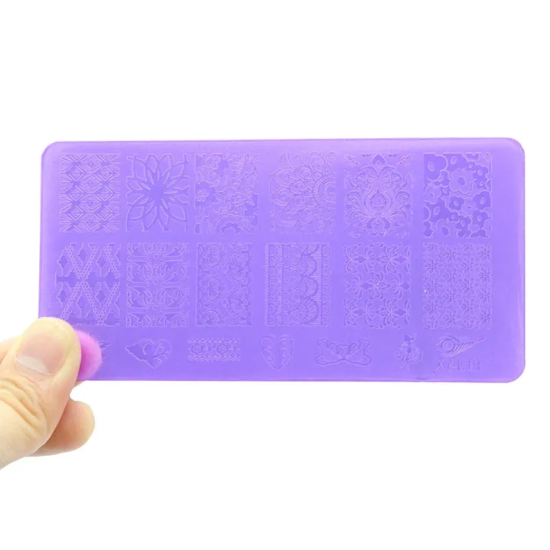 Color: Chocolate - Kimcci Nail Stamping Plates Flamingo Nail Template Mandala Maple Leaf Stamp Nail Art Stamp Image Template Manicure Stencil Tools