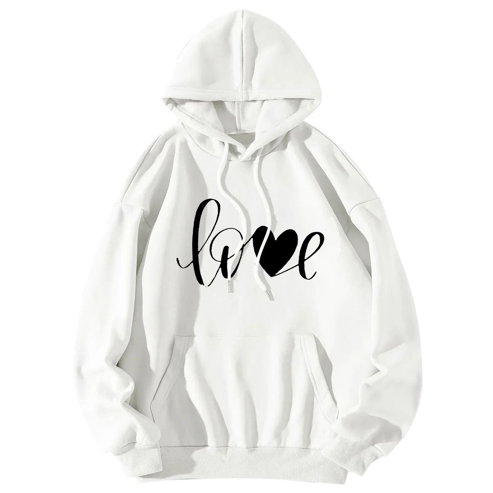 Color: Light  Blue, Size: L, Ships From: france - Men Women Print Long Sleeve Round Neck Hooded Tops Sweatshirt Hoodies Lightweight