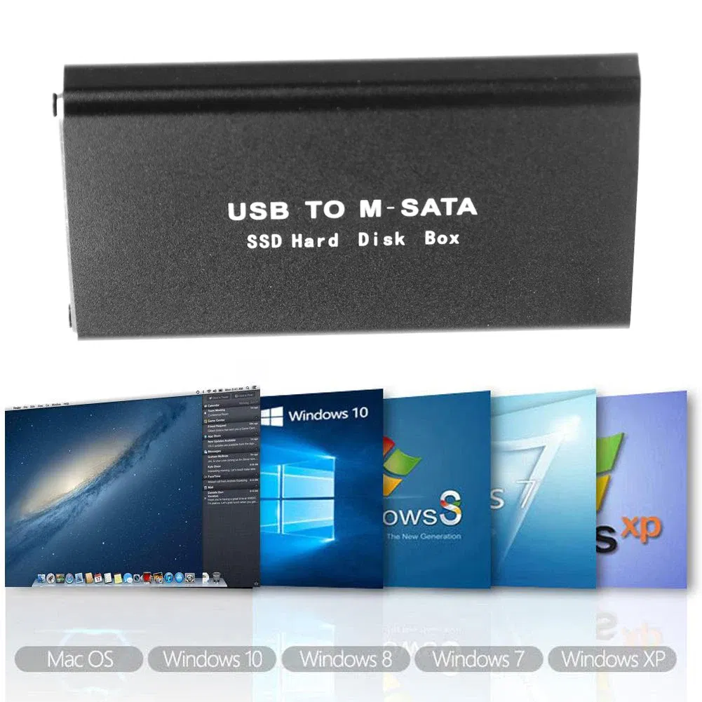 Color: Gold - mSATA to USB 3.1 3.0 SSD Case Enclosure Mini SATA USB Adapter External Solid State Disk Box for 30x50 mSATA HD Hard Disk