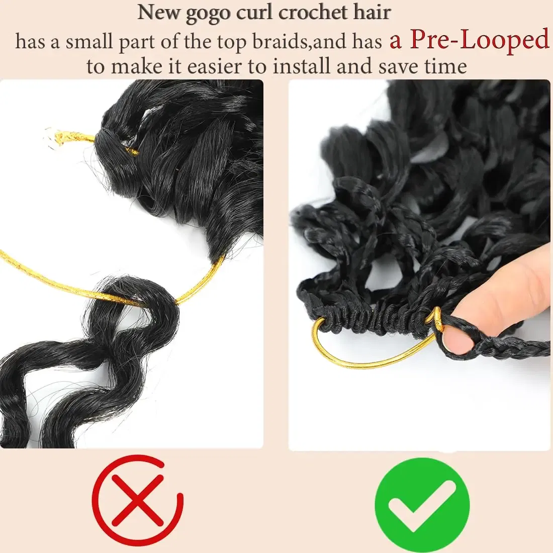 Color: T1B/30, Stretched Length: 14inches, Bulk Buy: 3Pcs/Lot - Box Gogo Curl Crochet Hair for Black Women Pre looped Short Ocean Wave Crochet Hair Water Wave Beach Curl Crochet Braiding Hair