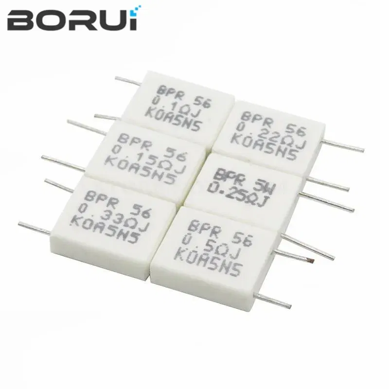 Resistance: 10K - 10pcs BPR56 5W 0.001 0.1 0.15 0.22 0.25 0.33 0.5 ohm Non-inductive Ceramic Cement Resistor 0.1R 0.15R 0.22R 0.25R 0.33R 0.5R