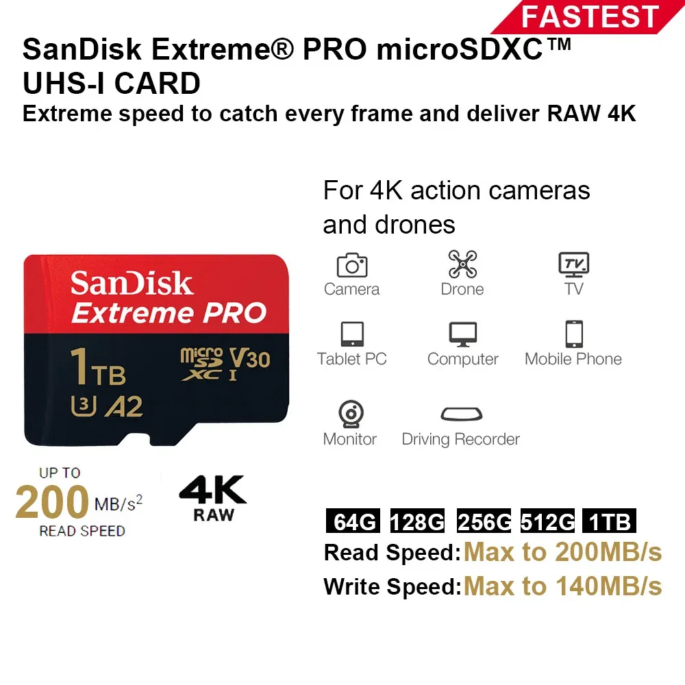 Capacity: 8GB - SanDisk Micro SD Memory Card 100% Original C10 U1 U3 4K HD Trans Flash Cards for Camera GoPro DJI Nintendo Switch MicroSDXC Card