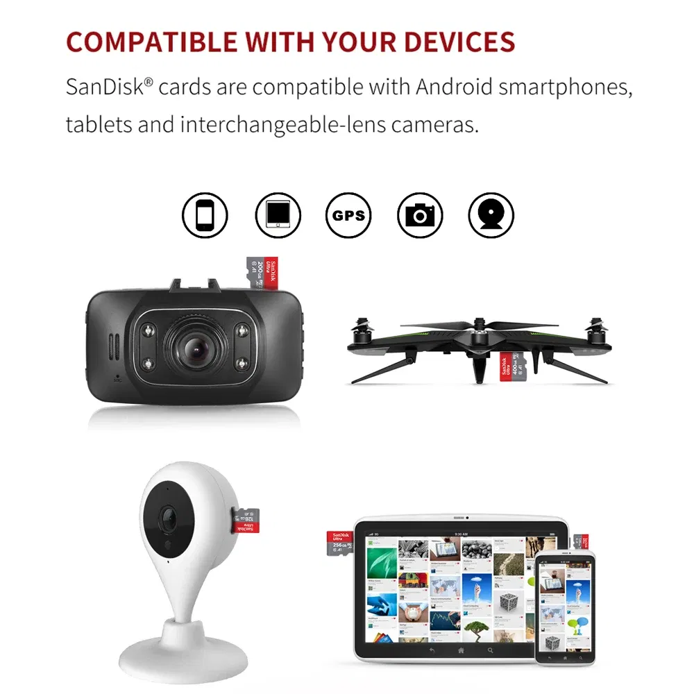 Capacity: 8GB - SanDisk Micro SD Memory Card 100% Original C10 U1 U3 4K HD Trans Flash Cards for Camera GoPro DJI Nintendo Switch MicroSDXC Card