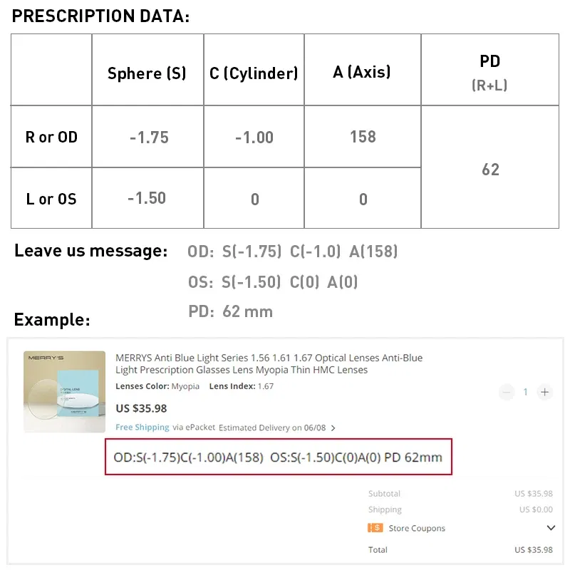 Lenses Color: WHITE, Lens Index: 1.56 - MERRYS Photochromic Gray Green Brown Pink Purple Blue Series 1.56 1.61 1.67 Prescription Glasses Lenses For Myopia Hyperopia