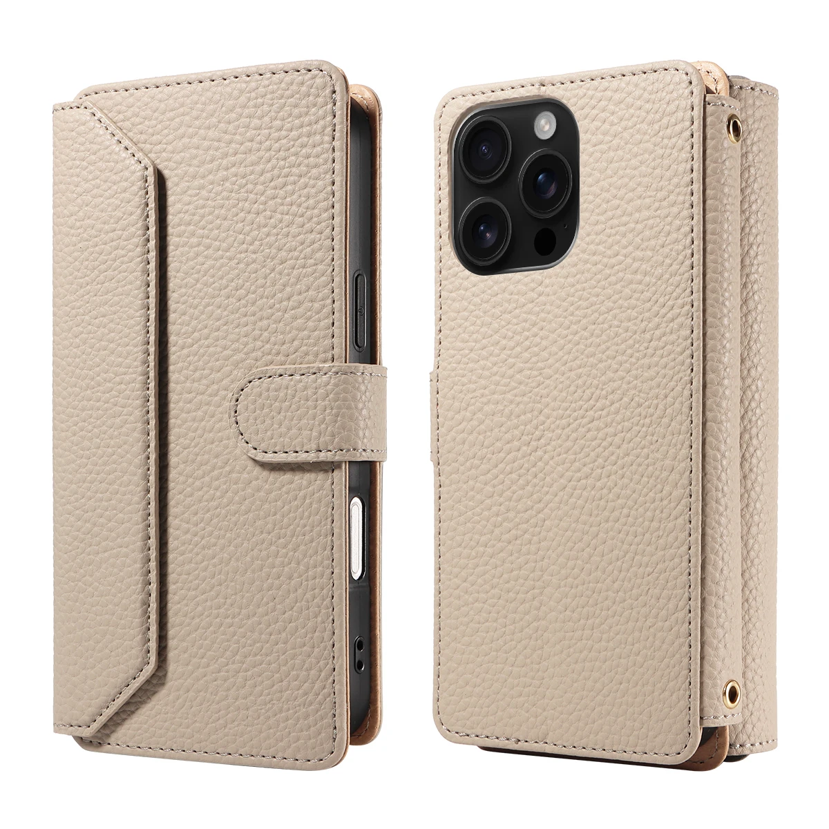 Color: Beige, Bundle: Case & Strap, Material: Artificial Leather, Compatibility by Model: Galaxy S24 Ultra - Crossbody Leather Phone Case for Samsung Galaxy S25Edge S25Ultra S24FE S24Ultra S23Ultra Multi-Card Slot Anti-Drop Wallet Case