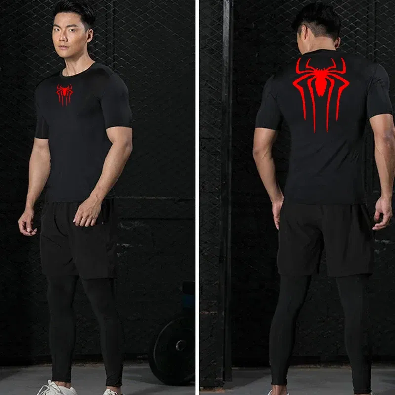 Color: Gold, Size: XXL - Printed Men's Athletic Compression Shirts Athletic Quick Dry Breathable Rash Guard Athletic Tight Workout Tops Summer Men
