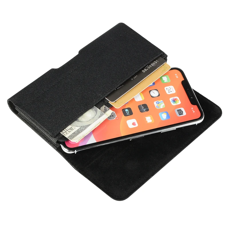 Color: Beige - Universal Casual Phone Pouch Waist Bag For iPhone Samsung Google Smart Phone Case Belt Clip Holster Oxford Cloth Bag Flip Cover