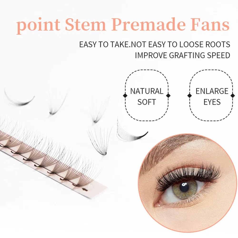 Color: Clear, Curl: D, Thickness: 0.05mm, Length: MIX - Goddess Premade Volume Fans 5D 6D 10D 12D 16D 20D MIX Individual Lashes  Pre Made Russian Volume Fan Eyelash Extension Faux Mink