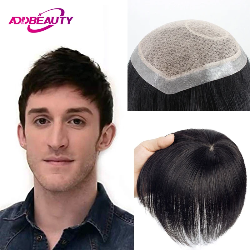 Toupee Color: 613#, Toupee Density: 120%, Length: 6 inches - Silk Base Men's Capillary Prosthesis Swiss Lace PU Base Man Toupee 100% Remy Human Hair Wigs Straight Hair System Natural Hair