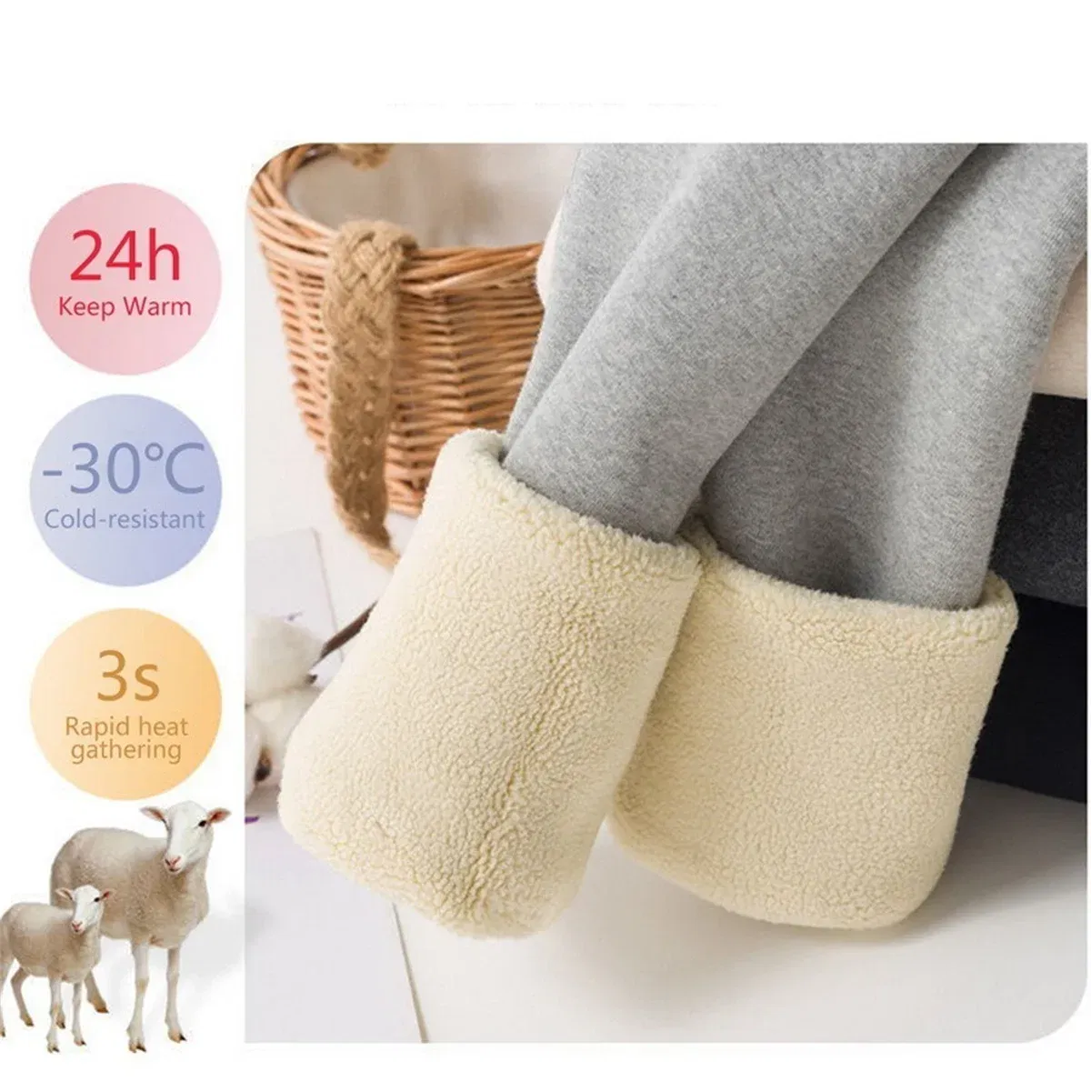 Color: Dark Grey, Size: M - Winter Women Leggings Solid Warm Leggings Thicken Lambwool Hight Waist Fleece Keep Butt Lift High Stretchy Walking Pants Pocket