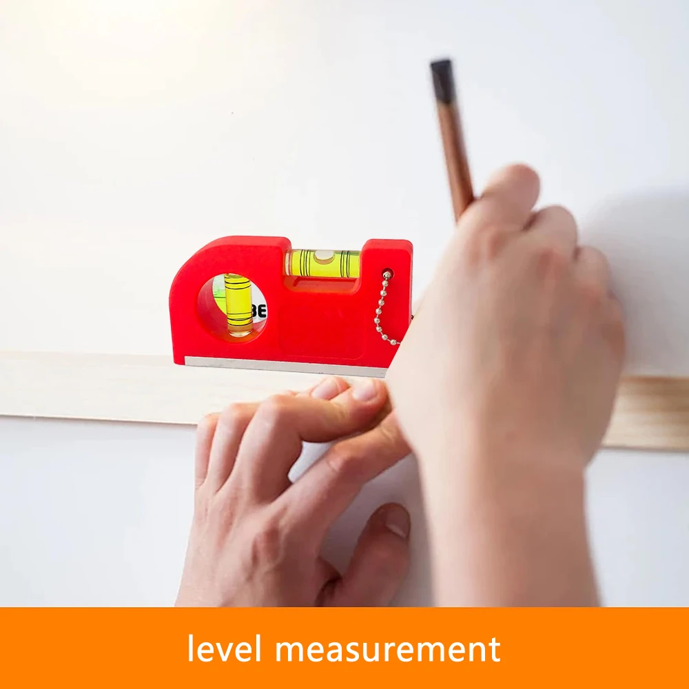 Color: Gold - Mini Pocket Level Bubble 2 Bubble Spirit Leveler With Metal Chain Hook Horizontal Ruler Portable Level Ruler Magnetic ABS Shell