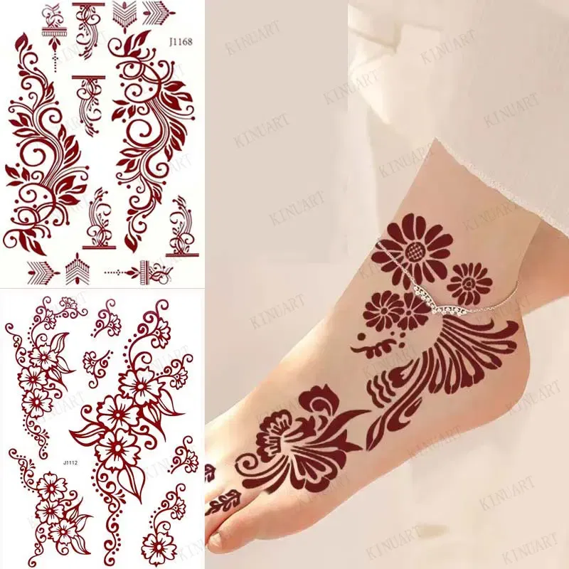 Color: Violet, Ships From: CHINA - Waterproof Temporary Tattoos for Women Henna Tattoo Stickers Mehndi Design Fake Tattoo for Hand Leg Sleeve Body Art Hena Tatoo