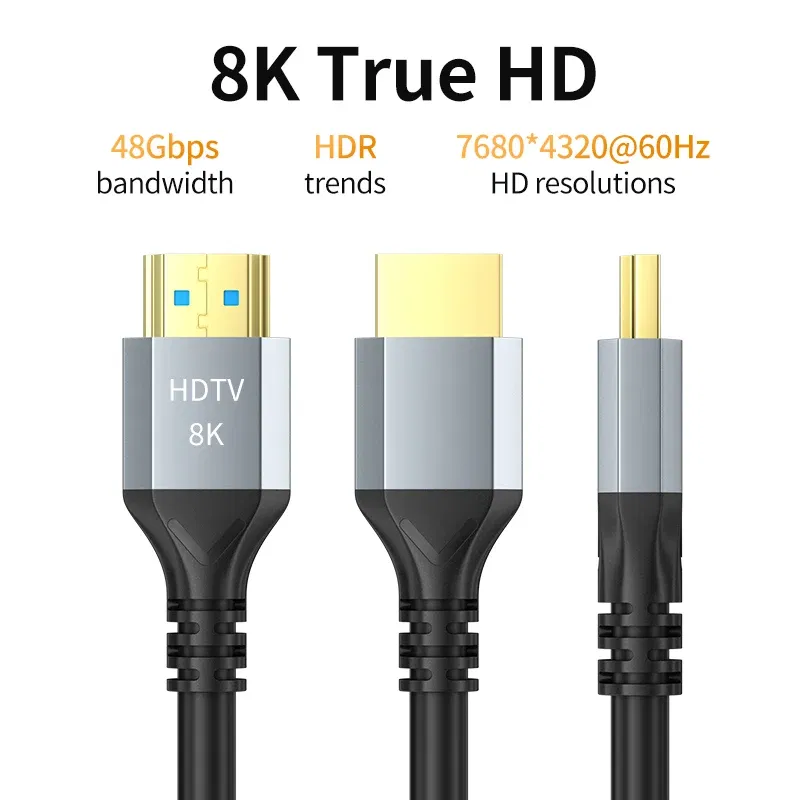 Color: Blue, Length: 3m, Ships From: CHINA - 8K HDMI 2.1 Cable 4K@120Hz 8K@60Hz 48Gbps EARC ARC HDCP Ultra High Speed HDR For RTX Video Cable PC Laptop Projector HD TV PS5