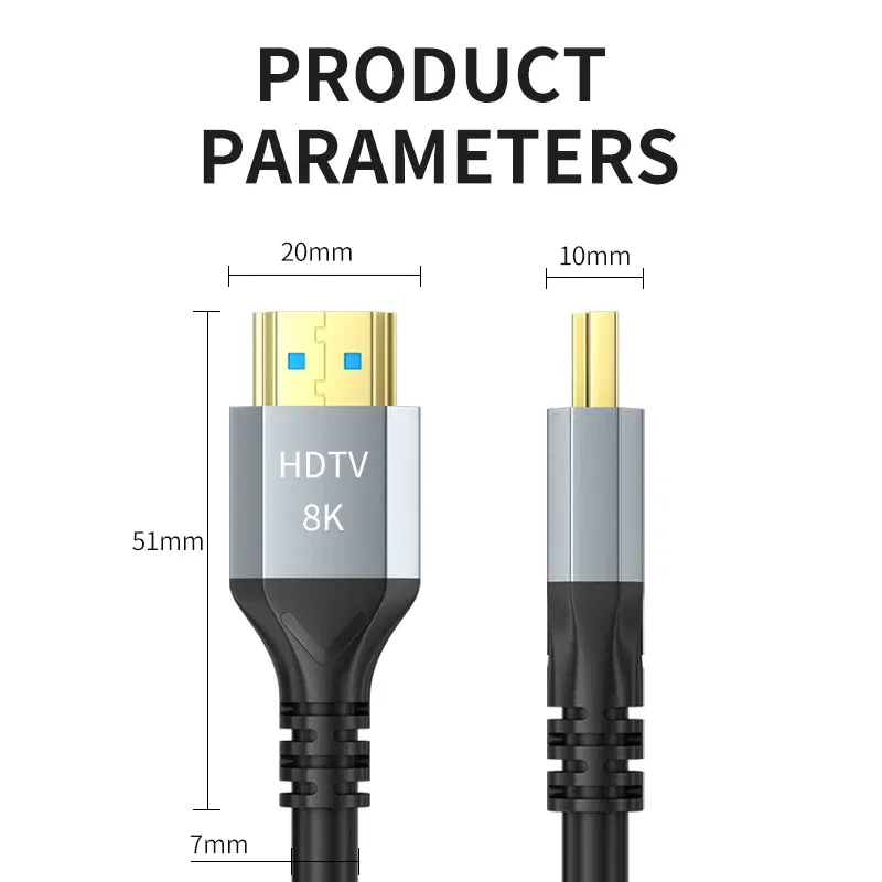 Color: Blue, Length: 3m, Ships From: CHINA - 8K HDMI 2.1 Cable 4K@120Hz 8K@60Hz 48Gbps EARC ARC HDCP Ultra High Speed HDR For RTX Video Cable PC Laptop Projector HD TV PS5