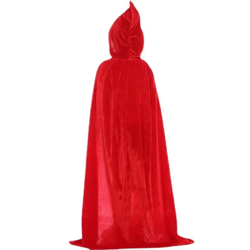 Color: green, Size: XL - Velvet Cloak Cape Hooded Medieval Costume Witch Wicca Vampire Man Woman Unisex Solid Color