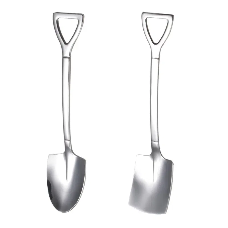 Color: grey, Ships From: CHINA - Stainless Steel Coffee Tea Spoon Creative Retro Shovel Scoop for Dinner Ice Cream Dessert Watermelon Kitchen Tableware Bar Tool