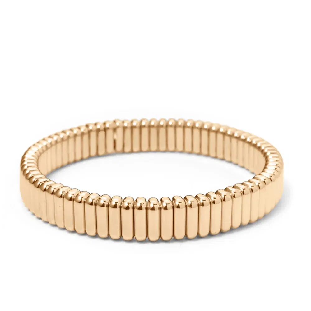 Metal Color: Rhodium Plated, Ships From: CHINA - Wholesale Gold Silver Color Elastic Bracelets Handmade Letter Charms Bracelets For Women 2X8MM Beads Bracelets Bohemain Jewelry