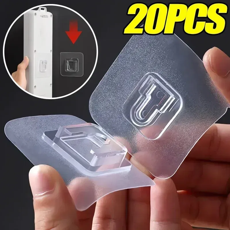 Color: Dark Khaki - Double-Sided Adhesive Wall Hooks Hanger Strong Transparent Suction Cup Sucker Hooks Kitchen Bathroom Storage Plug Socket Holders