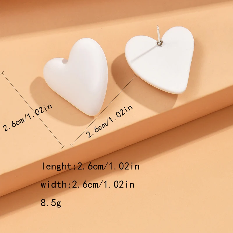 Metal Color: Antique Copper Plated - Koean Fashion Candy Color Acrylic Love Eardrop Simple Design Geometric Heart Party Jewelry Earrings Ear Studs All-match EarStuds