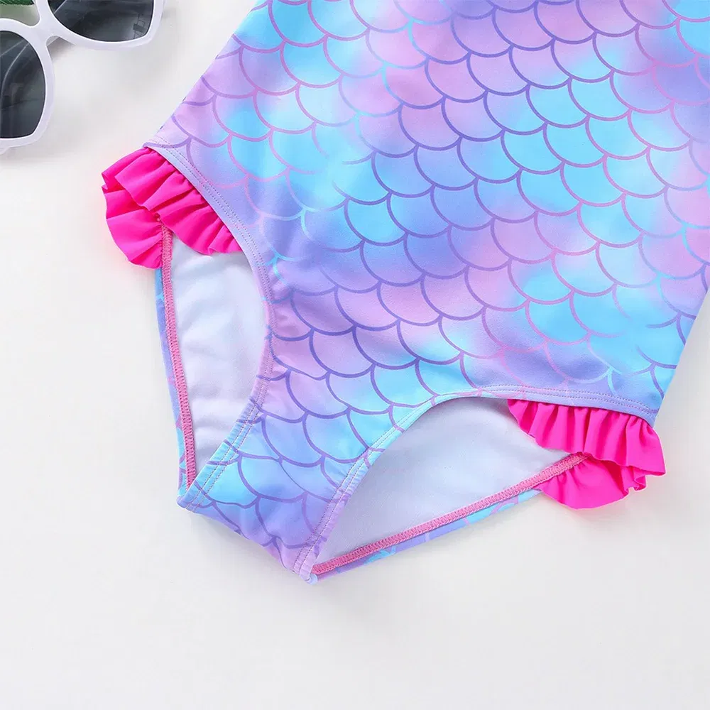 Color: Dark Purple, Size: XL - Stitch Girls Swimsuit Fashion Mermaid Fish Scale One-Piece Bathing Suits Children's Dresses Summer Swimwear Beach Suit Kids Wear