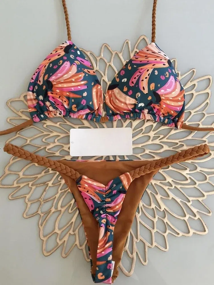 Color: Beige, Size: M - Bikini High Waist Swimsuit Sexy Thong Bikini Set Zebra Print Women Brazilian Swimwear 2023 New Biquini Swim Bathing Suits Women