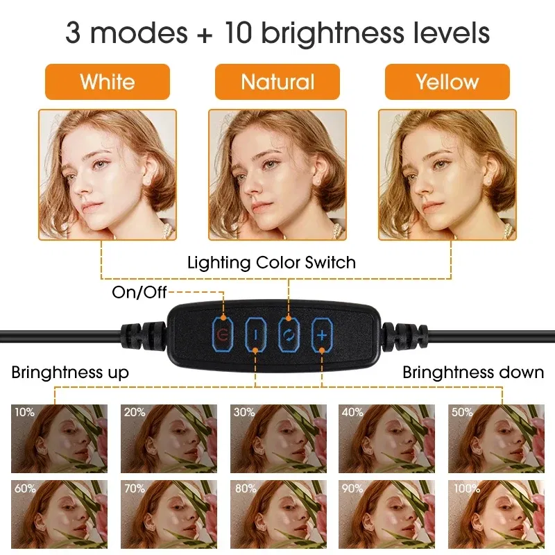 Color: SKY BLUE - 10 inch LED Selfie Ring Light Dimmable Photography Fill Lamp with Mini tripod for Mobile Phone Live Video Photo Studio Ringlight