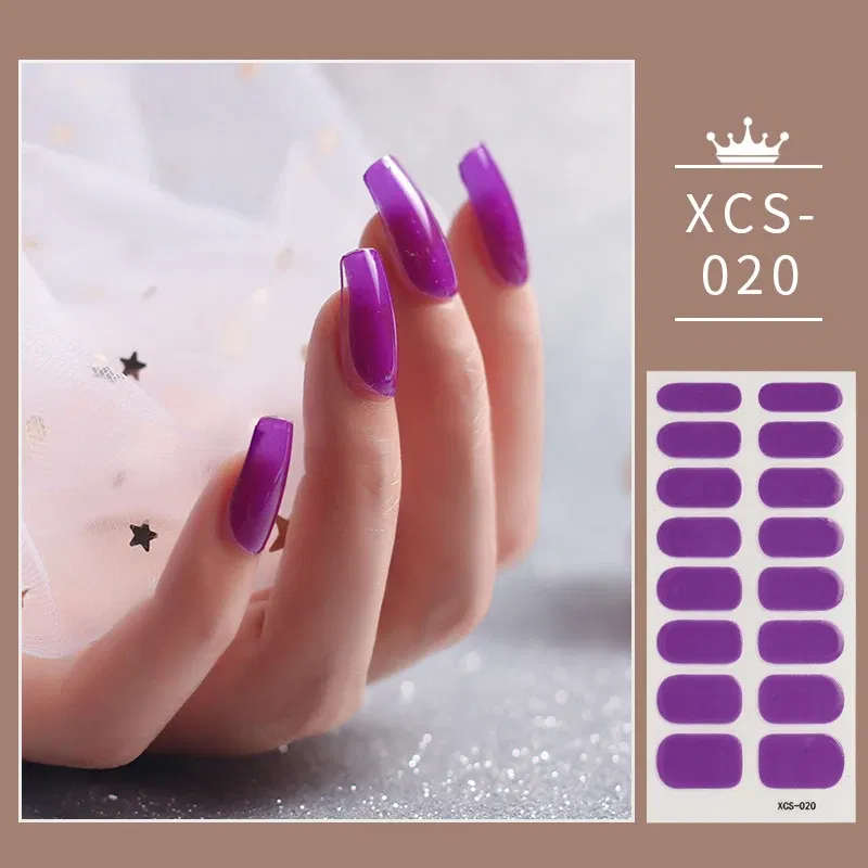 Color: wine red - 1pc Nail Art Sticker Laser Shiny Sequins Polish Wraps Double Ended Adhesive Strips Fashion Stickers Manicure Decor