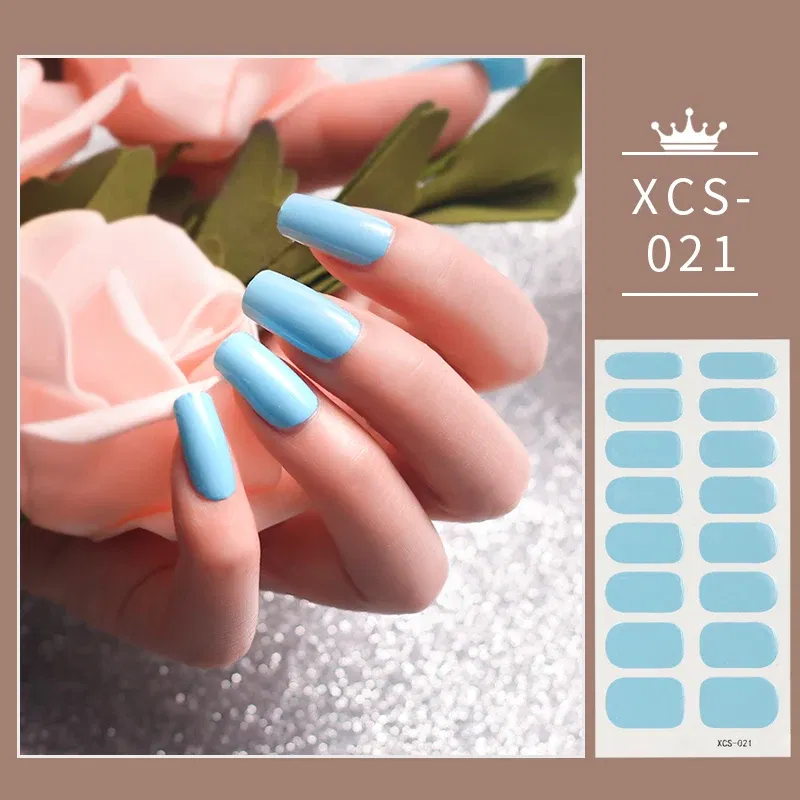 Color: wine red - 1pc Nail Art Sticker Laser Shiny Sequins Polish Wraps Double Ended Adhesive Strips Fashion Stickers Manicure Decor