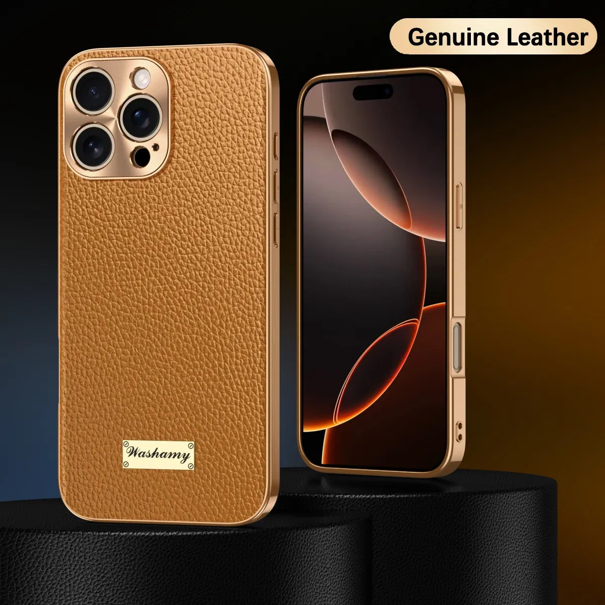 Color: Blue, Compatible-Phone Models: For iPhone 15 Pro Max - Luxury Genuine Leather Phone Case For iPhone 15 14 13 Pro Max Plating Soft Silicone Frame Shockproof Cover For iPhone 16 Pro Max