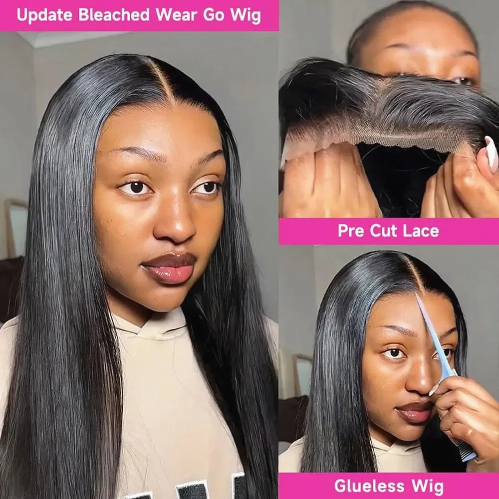 Hair Color: #1B, Density: 180%, Ships From: CHINA, Stretched Length: 30inches - Glueless Wear and Go Bone Straight Lace Front Wigs 4x4 5x5 Pre-Cut Lace Wig Human Hair Ready To Wear Lace Closure Wig For Women