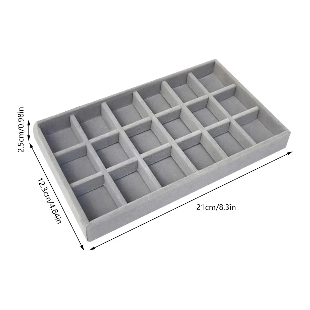 Color: Brown - Velvet Jewelry Storage Box Necklace Stackable Display Tray Bracelet Earring Organizers DIY Handicrafts Drawer Box Organizer Box