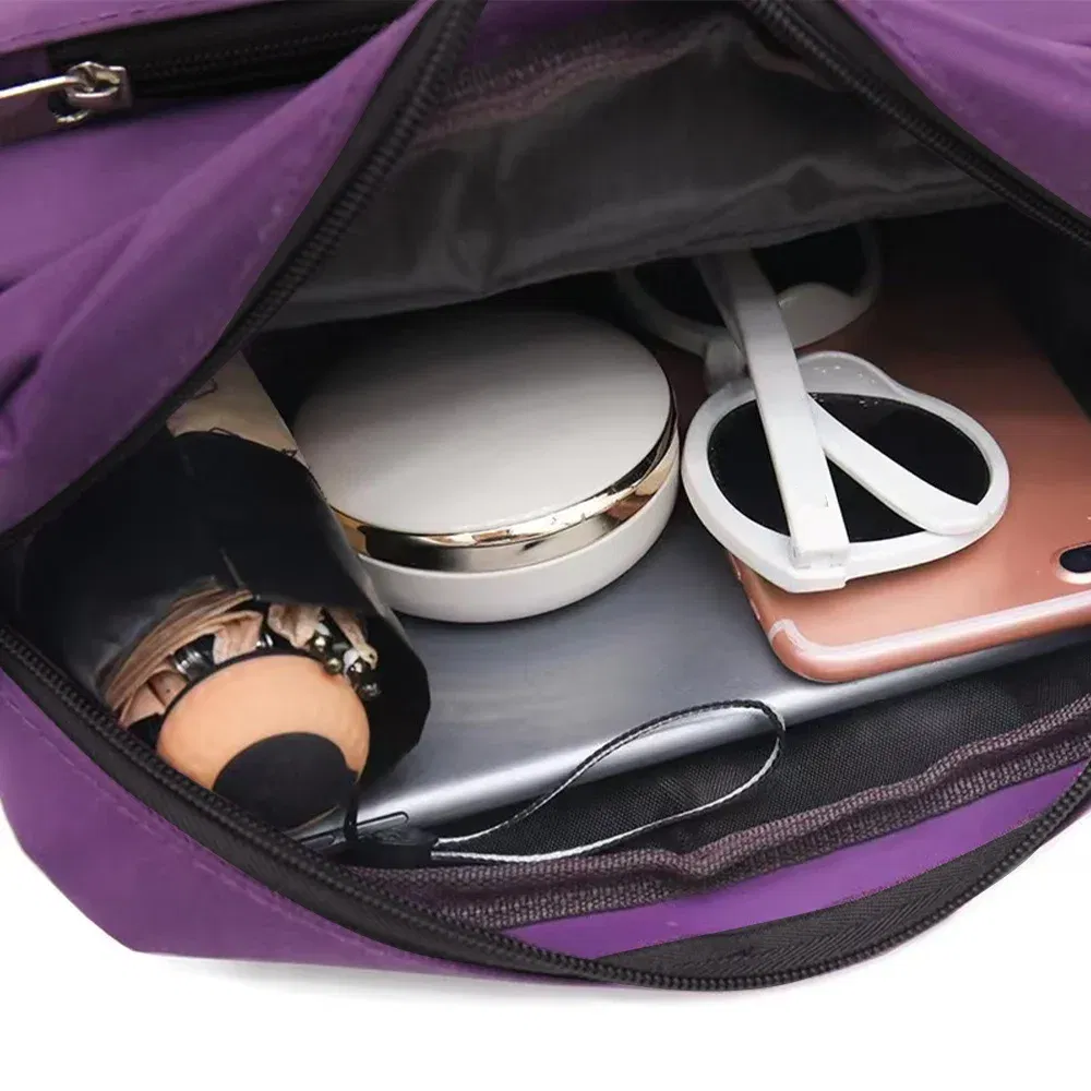 Color: Brown - Purple One Shoulder Crossbody Bag Portable Commuting Large Capacity Simplicity Storage Bag Garland Letter Series Print Pattern