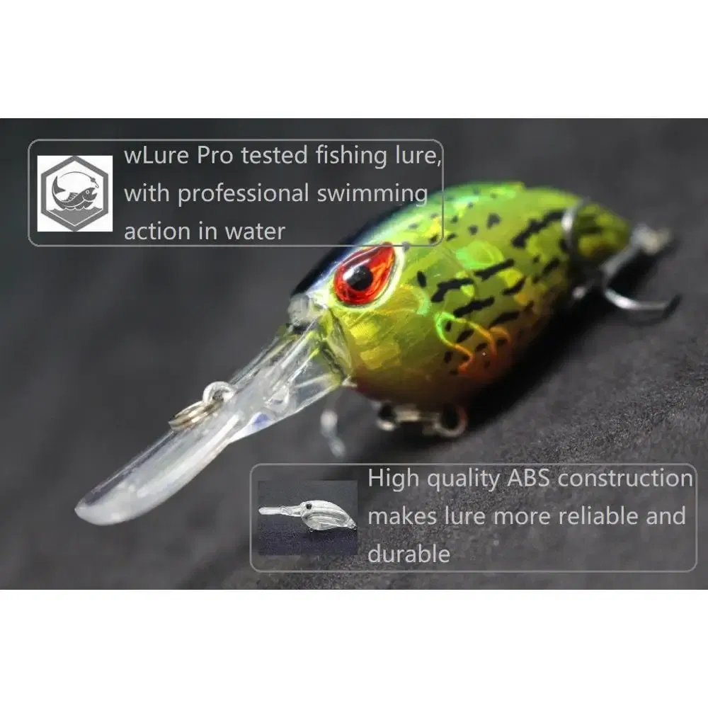 Color: Brown Sugar - wLure Crankbait Wobble Fishing Lure 6cm 5g Deep Diving Tight Action Fresh Water Hard Bait Floating 8# Hooks Insect Bait C770