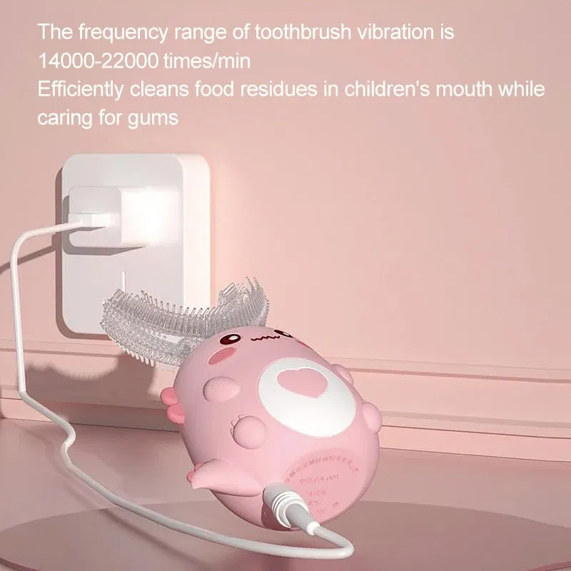 Color: MULTI - Kids U-shaped Sonic Electric Toothbrush Children Silicon Toothbrush 360 Degrees Smart Tooth Brush Teeth Whitening for Waterproof