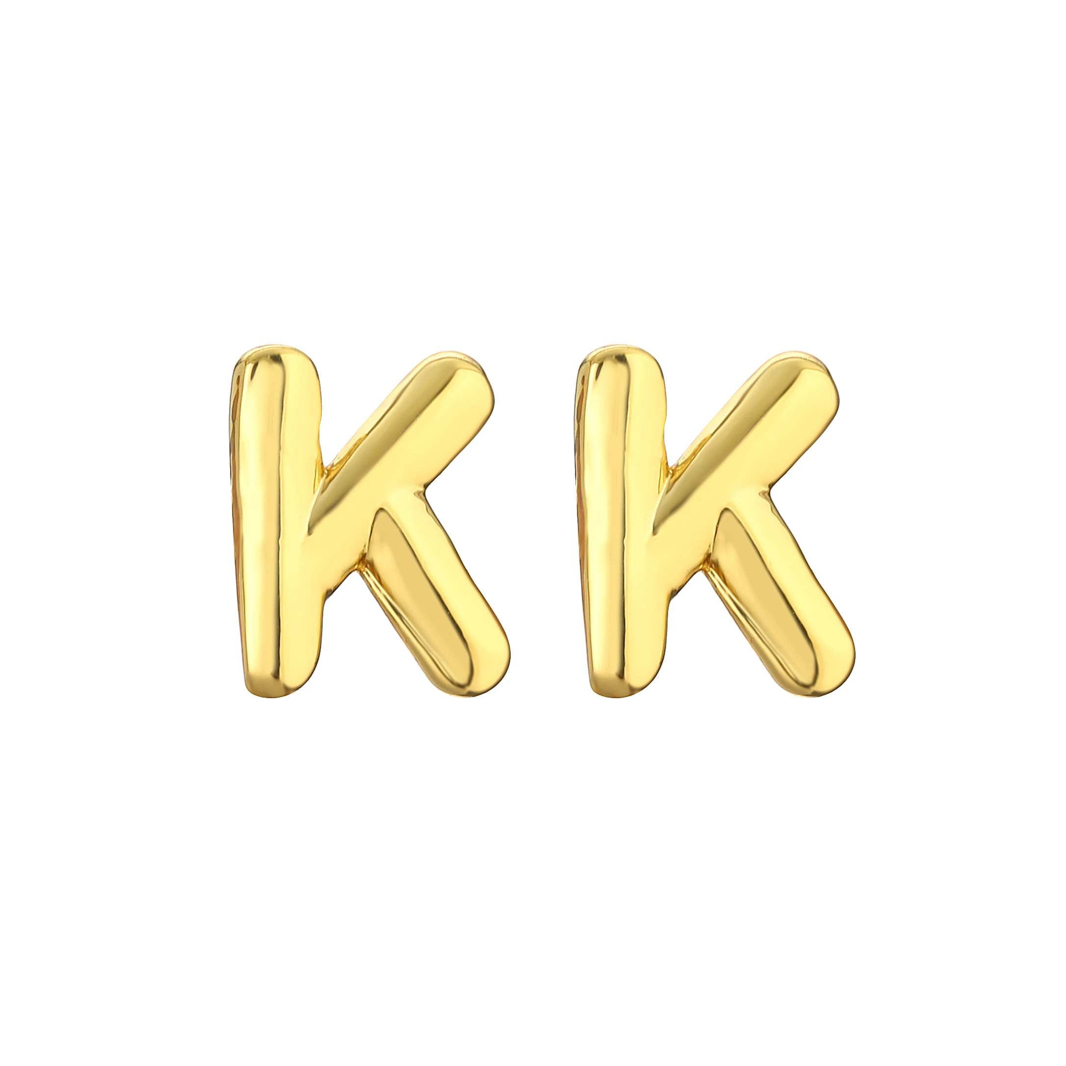 Metal Color: Light Yellow Gold Color, Ships From: CHINA, Main Stone Color: Yellow - HECHENG,Initial Letter Earring For Women Men  A-Z 26 Letters Stud Earrings,Brass 18K Plated ear stud Jewelry