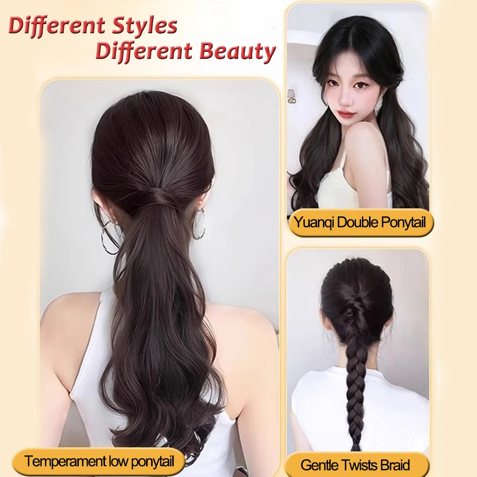 Color: #144, Stretched Length: 20inches - Synthetic Ponytails Hair Extension With Rubber Band Long Curly Wavy Layered Ponytail For Women Daily Use Heat Resistant Hair Wig