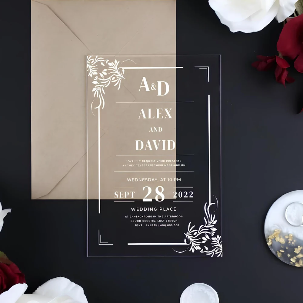 Color: Yellow, Size: M - Acrylic Wedding Invitation, Personalized Wedding Invitations, Party Invitations and Invitation Quinceanera, Invitation Sweet 16