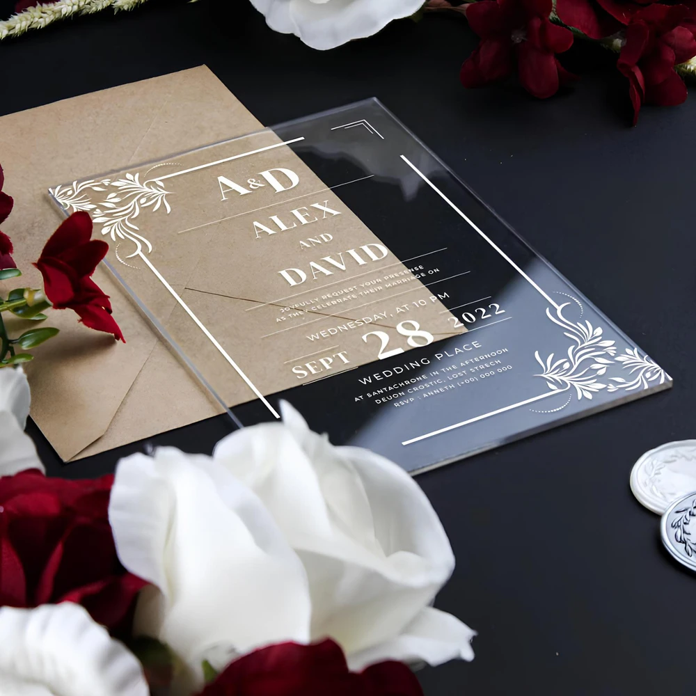 Color: Yellow, Size: M - Acrylic Wedding Invitation, Personalized Wedding Invitations, Party Invitations and Invitation Quinceanera, Invitation Sweet 16
