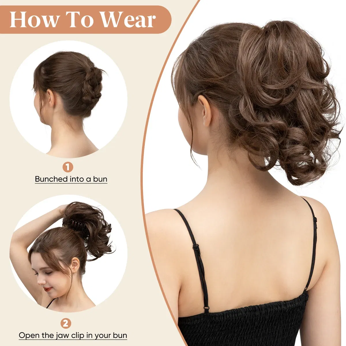 Color: T27/30/4, Bulk Buy: 1pc - Synthetic Diy Claw Clip In Ponytail Hair Extensions Hairpiece Hair Bun Fake Black Blonde Natural Hair False Pigtail for Women