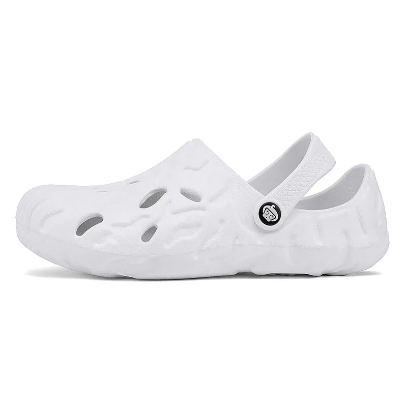 Color: Pink, Shoe Size: 44 - Men Summer Slippers Thick Sole Mens Clogs Sandals Hollow Breathable Flip Flops Sandals Shoes Fashion Beach Slippers
