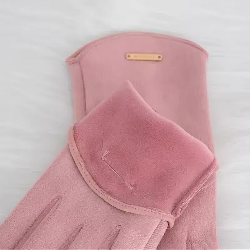 Color: green, Gloves Size: One Size - Women Autumn Winter Keep Warm Touch Screen Thin Solid Simple Gloves Cycling Drive Suede Fabric Elegant Windproof