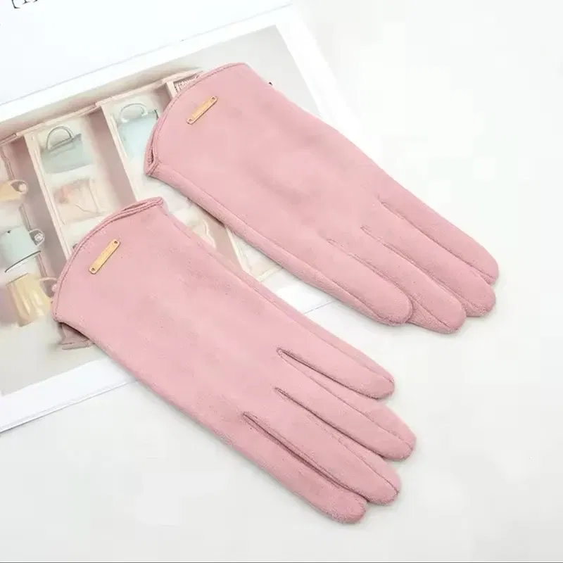 Color: green, Gloves Size: One Size - Women Autumn Winter Keep Warm Touch Screen Thin Solid Simple Gloves Cycling Drive Suede Fabric Elegant Windproof