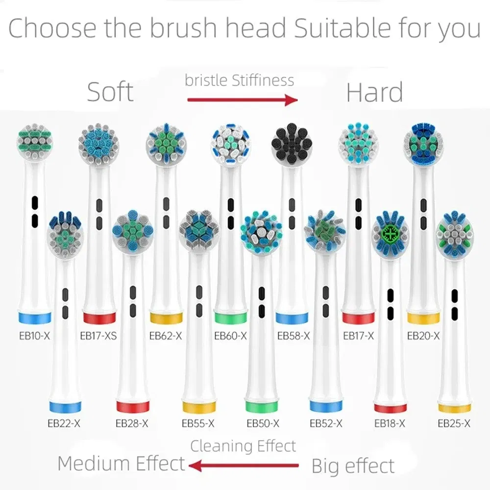 Color: black - 4PCS Dupont Bristle Electric Toothbrush Heads Whiten teeth/Daily Clean/Precison Cleaning/Soft Care Teeth Function For Oral B