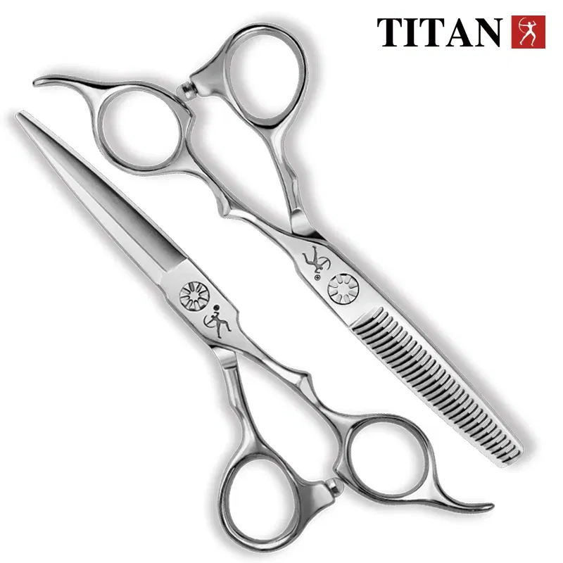 Color: WHITE - Titan professional hairdresser's barber set of scissors cutting  Hairdressing salon scissors  sharp tools 5.5inch 6.0inch
