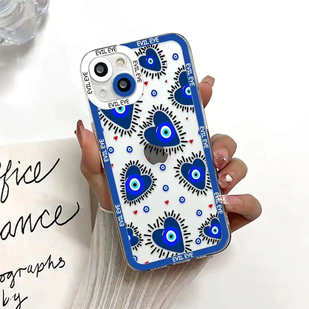 Color: SKY BLUE, Material: aluminum - Blue Evil Eye Phone Case For Samsung Galaxy S10 S20 S21 S22 S23 S24 FE Plus Ultra Note 20 Transparent TPU Case