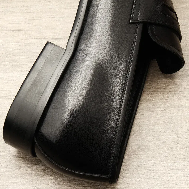 Color: black, Shoe Size: 9 - Large Size EUR37-46 Black / Brown Loafers Mens Business Dress Shoes Genuine Leather Prom Party Shoes