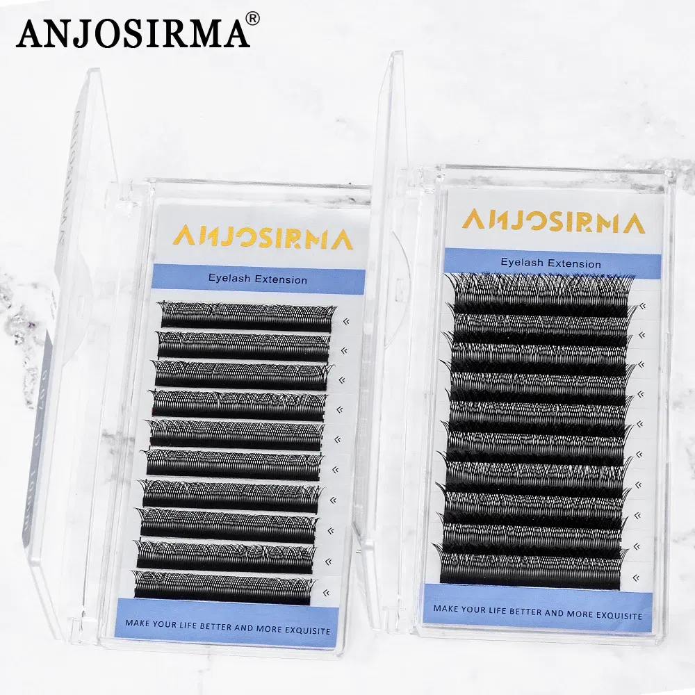 Curl: D, Length: MIX - ANJOSIRMA YY Shaped Eyelash Extension, 3 Split Tips, Soft BASF Lash,  Hand Made Curl, High Quality, 3D，0.07 makeup eyelashes