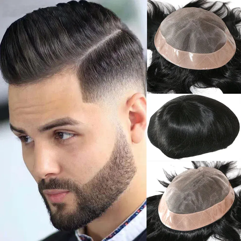 Toupee Color: 1740#, Toupee Density: 110%, Length: 6 inches, Toupee Size: 6x8, Toupee Design: free - 20MM Curly Brown Black Super Durable Mono Lace&Pu Mens Toupee Wig Human Hair 15mm Capillary Prosthesi Weave Replacement For Male