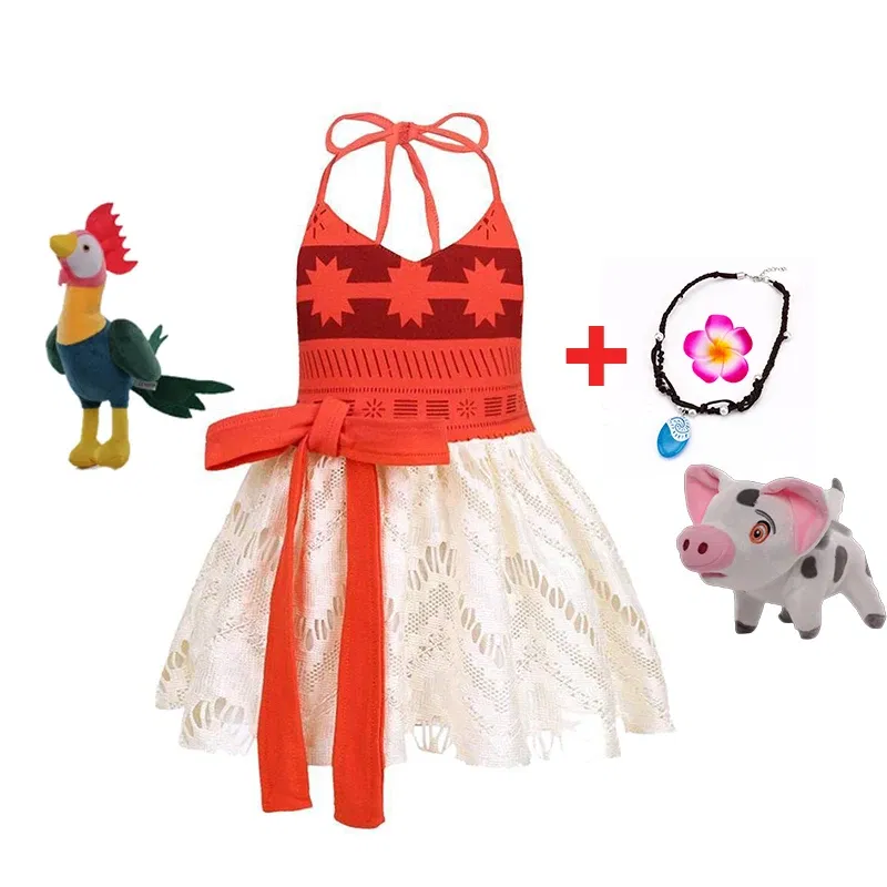 Color: PURPLE, Kid Size: 4T - Disney New Moana Dress Costumes Kids Girl Cosplay Toddler Movie Ocean Adventure Infant Frock Halloween Party With Chick Clothes