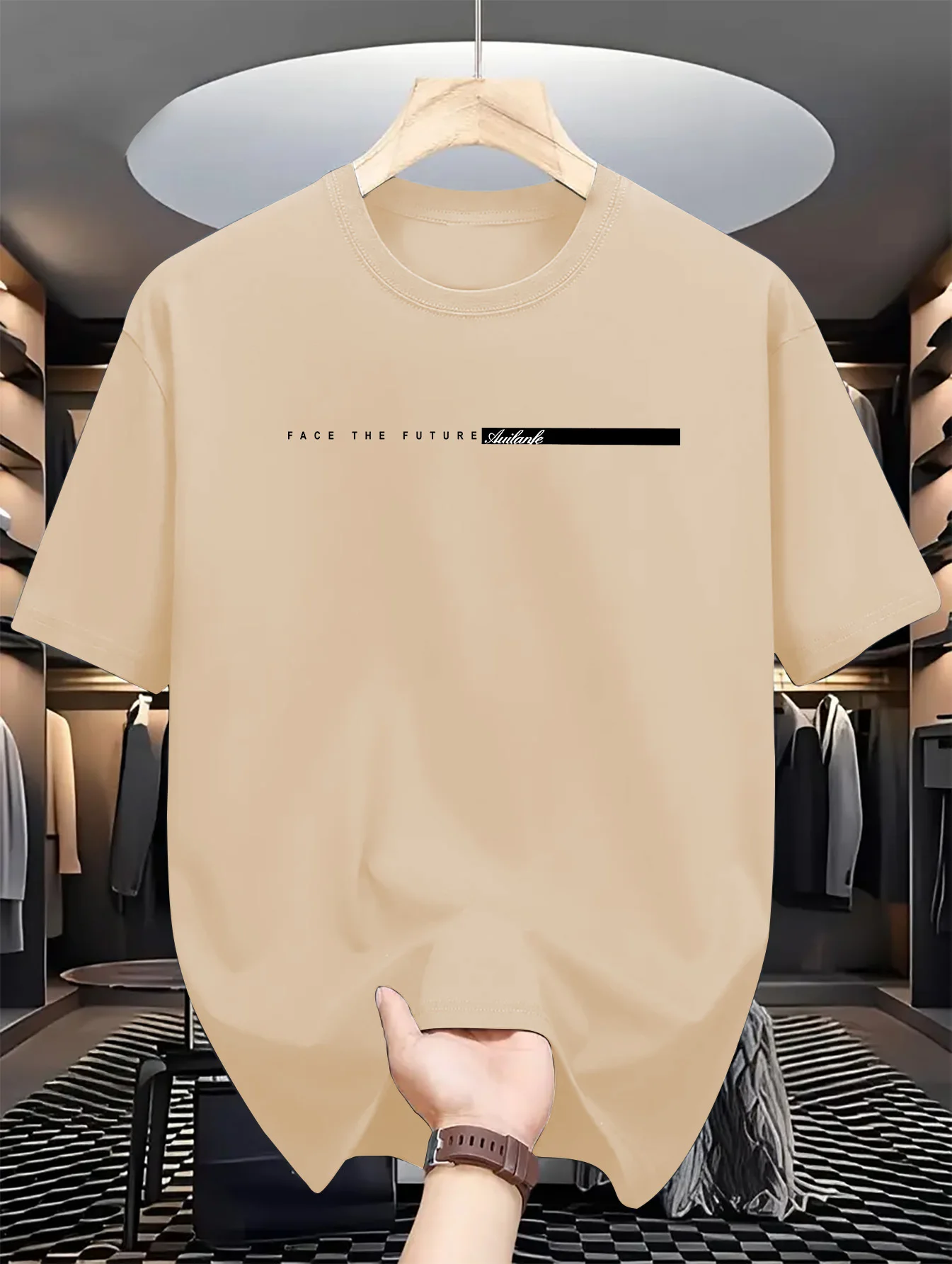 Color: WHITE, Size: M - Summer men's 100% cotton casual loose fit large letter print round neck short sleeved T-shirt top High Street Unisex style